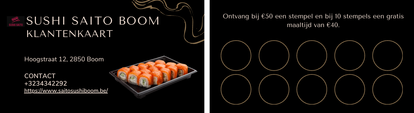 klantenkaart Sushi Saito